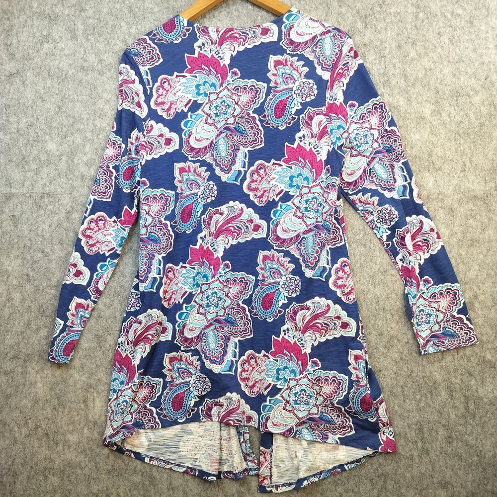 Chico's Ultimate Tee Cardigan Womens Size 1‎ / M Paisley Floral Boho Open Front - Picture 9 of 11